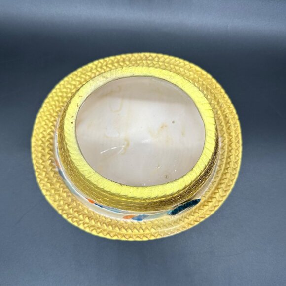 Vintage Hat Planter Inarco Japan Yellow Feather Mid Century Kitsch Decor Ceramic - Picture 6 of 14